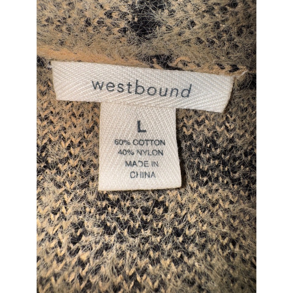Westbound Leopard Print Fuzzy Knit Cardigan Long Sleeve Open Front Size L - Picture 6 of 6